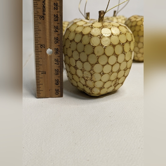 Christmas ornaments pale yellow/gold mosaic 1970's RARE! C11 - Picture 2 of 15